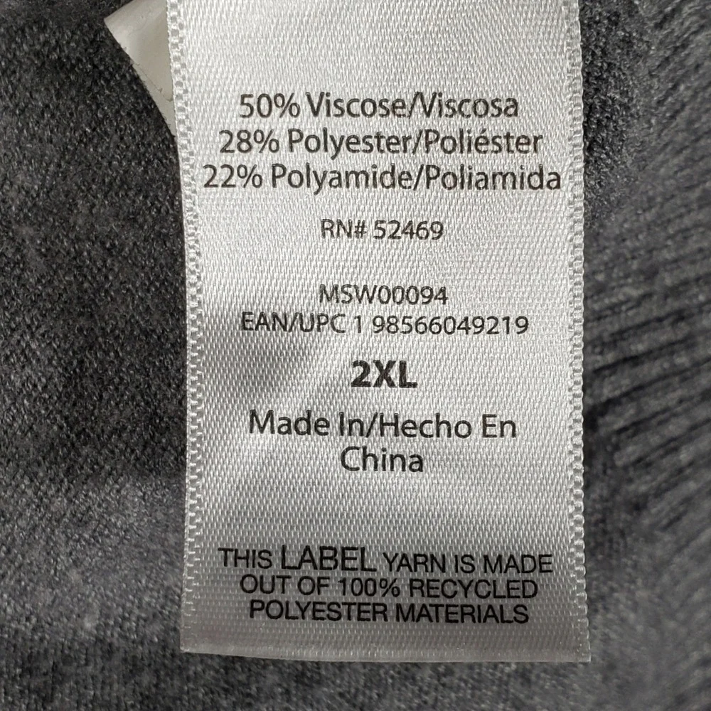 Free‎ Assembly Mens Sweater Crewneck 2XL Gray V-Stitch Knit MSW00094 Pullover